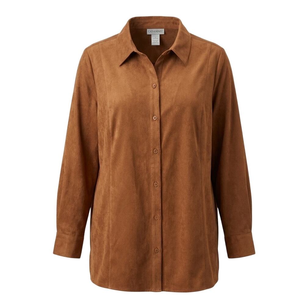 Catherines Womens 2X Western Cowboy Boho Minimalist Staple Button Front Tunic